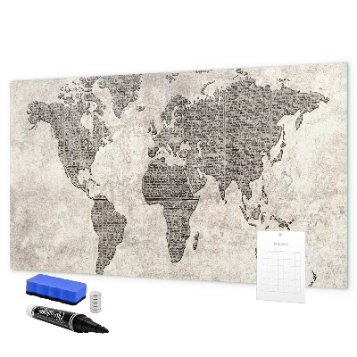 Lavagna magnetica scrivibile Mappa del mondo con indicazione delle posizioni delle foto