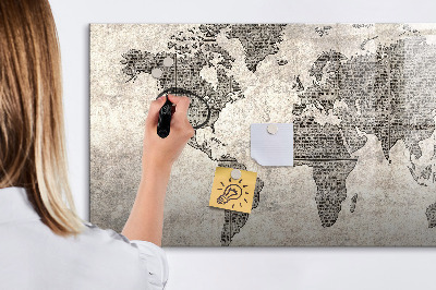Lavagna magnetica scrivibile Mappa del mondo con indicazione delle posizioni delle foto