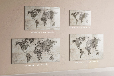 Lavagna magnetica scrivibile Mappa del mondo con indicazione delle posizioni delle foto