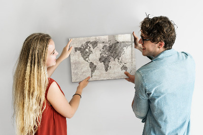 Lavagna magnetica scrivibile Mappa del mondo con indicazione delle posizioni delle foto