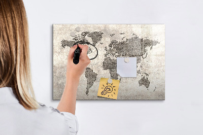 Lavagna magnetica scrivibile Mappa del mondo con indicazione delle posizioni delle foto