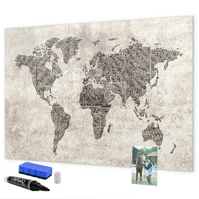 Lavagna magnetica scrivibile Mappa del mondo con indicazione delle posizioni delle foto