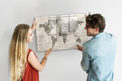 Lavagna magnetica scrivibile Mappa del mondo con indicazione delle posizioni delle foto