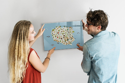 Lavagna magnetica con pennarelli Mappa naturalistica della Polonia con i luoghi ideali per scattare foto.