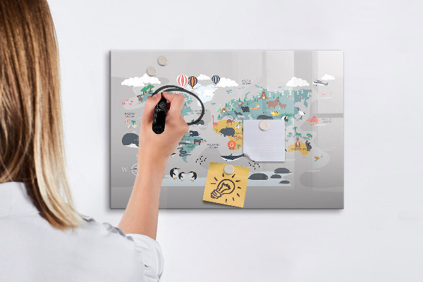Lavagna magnetica scrivibile Mappa avventura con luoghi da scoprire