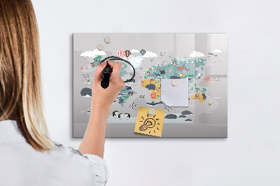 Lavagna magnetica scrivibile Mappa avventura con luoghi da scoprire