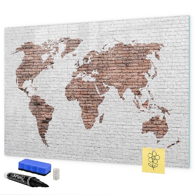 Lavagna magnetica con pennarelli Mappa del mondo con indicazione delle posizioni delle foto