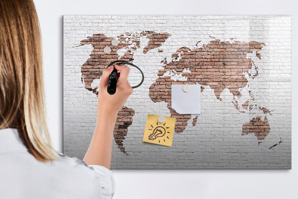 Lavagna magnetica con pennarelli Mappa del mondo con indicazione delle posizioni delle foto