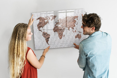 Lavagna magnetica con pennarelli Mappa del mondo con indicazione delle posizioni delle foto