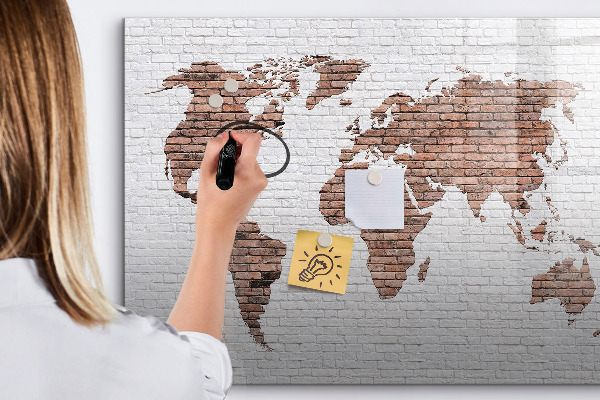 Lavagna magnetica con pennarelli Mappa del mondo con indicazione delle posizioni delle foto