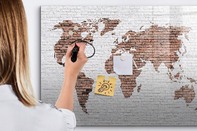 Lavagna magnetica con pennarelli Mappa del mondo con indicazione delle posizioni delle foto