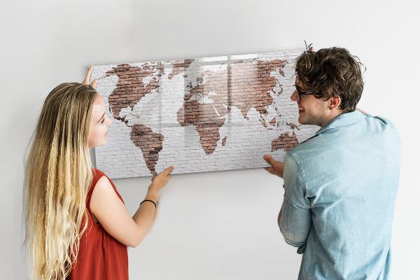 Lavagna magnetica con pennarelli Mappa del mondo con indicazione delle posizioni delle foto