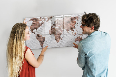 Lavagna magnetica con pennarelli Mappa del mondo con indicazione delle posizioni delle foto