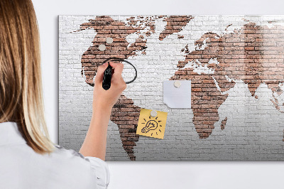 Lavagna magnetica con pennarelli Mappa del mondo con indicazione delle posizioni delle foto