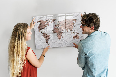 Lavagna magnetica con pennarelli Mappa del mondo con indicazione delle posizioni delle foto