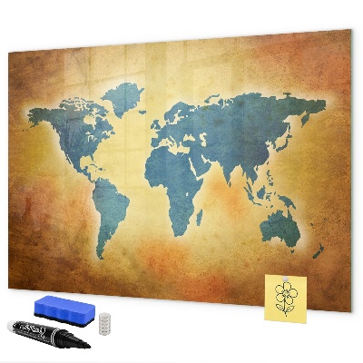Lavagna magnetica scrivibile Mappa del mondo con spazio per le foto