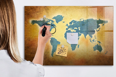 Lavagna magnetica scrivibile Mappa del mondo con spazio per le foto