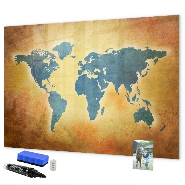Lavagna magnetica scrivibile Mappa del mondo con spazio per le foto