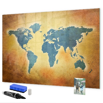 Lavagna magnetica scrivibile Mappa del mondo con spazio per le foto
