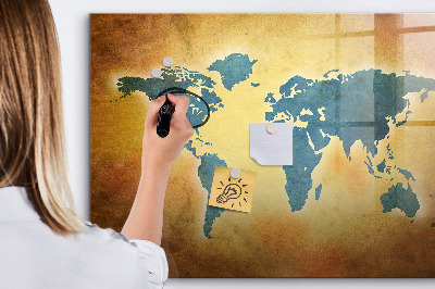 Lavagna magnetica scrivibile Mappa del mondo con spazio per le foto