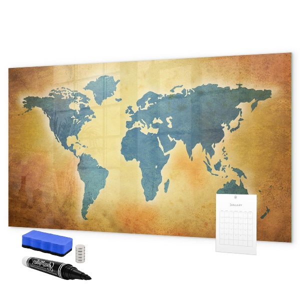 Lavagna magnetica scrivibile Mappa del mondo con spazio per le foto