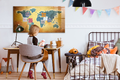 Lavagna magnetica scrivibile Mappa del mondo con spazio per le foto