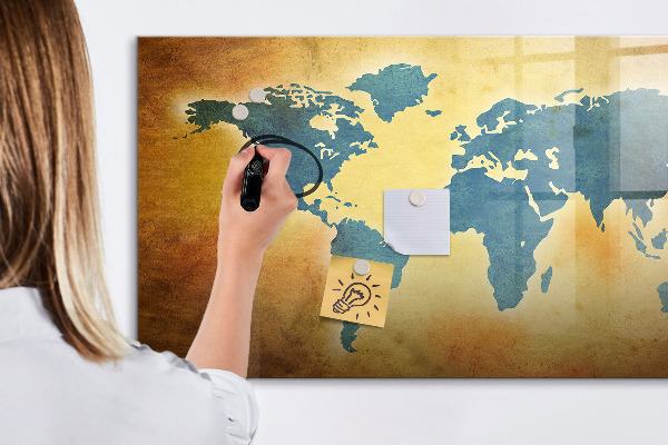 Lavagna magnetica scrivibile Mappa del mondo con spazio per le foto