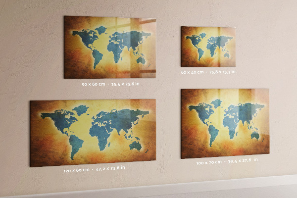 Lavagna magnetica scrivibile Mappa del mondo con spazio per le foto