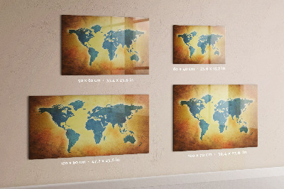 Lavagna magnetica scrivibile Mappa del mondo con spazio per le foto