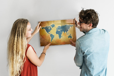 Lavagna magnetica scrivibile Mappa del mondo con spazio per le foto