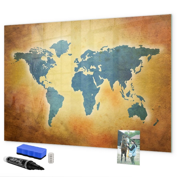 Lavagna magnetica scrivibile Mappa del mondo con spazio per le foto