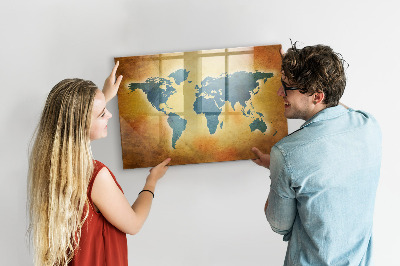 Lavagna magnetica scrivibile Mappa del mondo con spazio per le foto