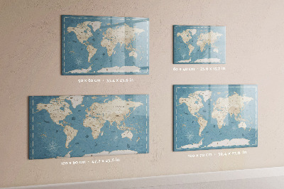 Lavagna magnetica scrivibile Una mappa del mondo con ricordi personali