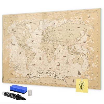Lavagna magnetica con pennarelli Mappa del mondo con foto e accessori