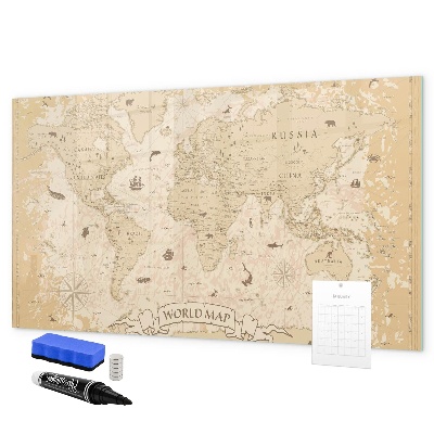 Lavagna magnetica con pennarelli Mappa del mondo con foto e accessori