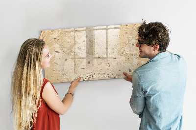 Lavagna magnetica con pennarelli Mappa del mondo con foto e accessori
