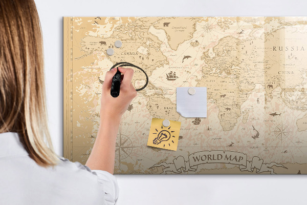 Lavagna magnetica con pennarelli Mappa del mondo con foto e accessori
