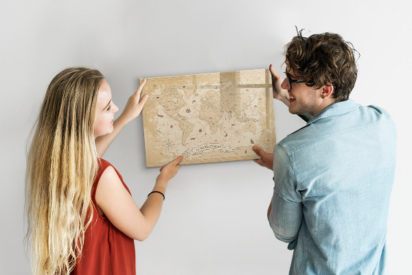 Lavagna magnetica con pennarelli Mappa del mondo con foto e accessori
