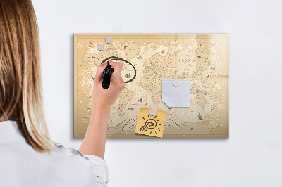 Lavagna magnetica con pennarelli Mappa del mondo con foto e accessori