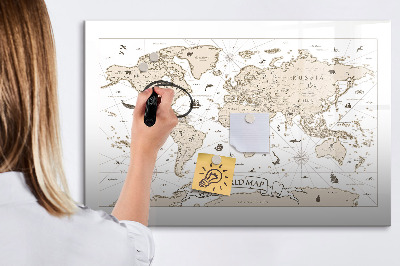 Lavagna magnetica scrivibile Mappa del mondo con indicazione delle posizioni delle foto