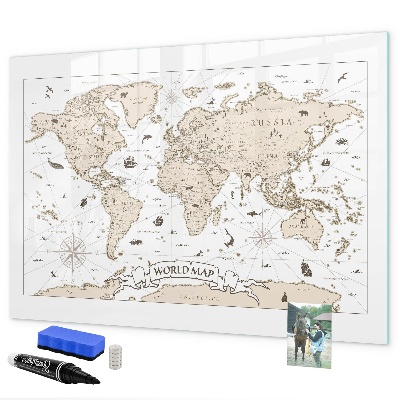Lavagna magnetica scrivibile Mappa del mondo con indicazione delle posizioni delle foto