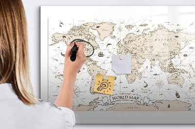 Lavagna magnetica scrivibile Mappa del mondo con indicazione delle posizioni delle foto