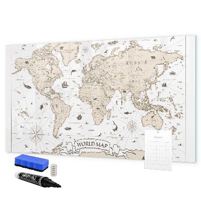 Lavagna magnetica scrivibile Mappa del mondo con indicazione delle posizioni delle foto