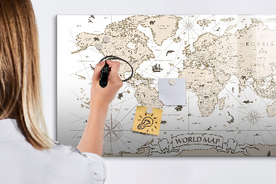 Lavagna magnetica scrivibile Mappa del mondo con indicazione delle posizioni delle foto