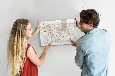 Lavagna magnetica scrivibile Mappa del mondo con indicazione delle posizioni delle foto