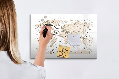Lavagna magnetica scrivibile Mappa del mondo con indicazione delle posizioni delle foto