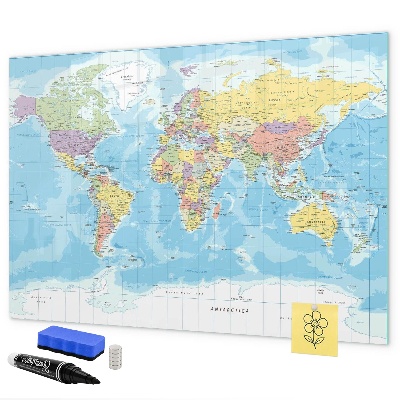 Lavagna magnetica scrivibile Una mappa del mondo con ricordi personali