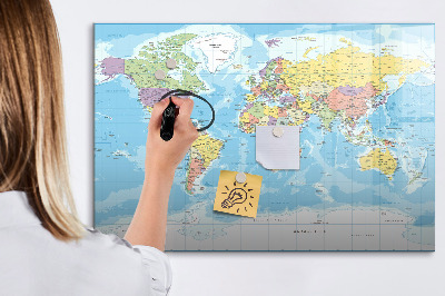 Lavagna magnetica scrivibile Una mappa del mondo con ricordi personali