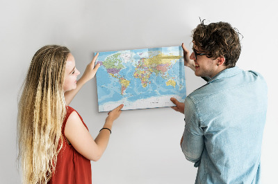 Lavagna magnetica scrivibile Una mappa del mondo con ricordi personali