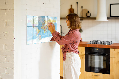 Lavagna magnetica scrivibile Una mappa del mondo con ricordi personali